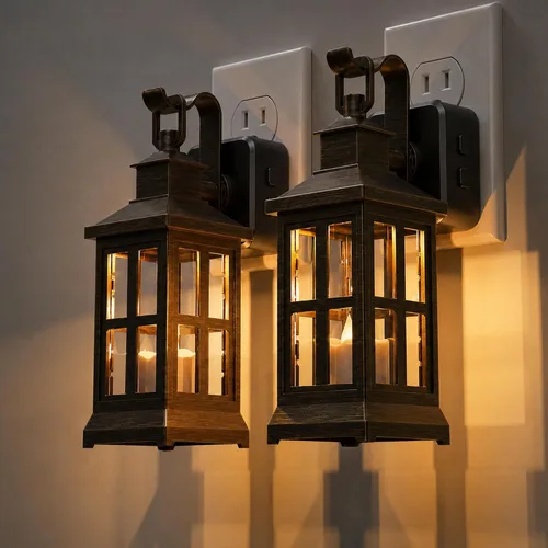 Vista 8 de L LOHAS LED Luz nocturna, farol de vela, luces nocturnas enchufables