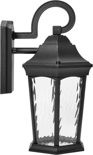 Vista 3 de Maxxima Luz LED de pared con sensor de movimiento para exteriores, 3 modos de iluminación, sensor de atardecer a amanecer, negro con vidrio de agua