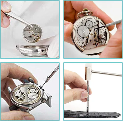 Vista 7 de XOOL Kit de reparación de relojes, herramienta de extracción de eslabones de correa de reloj, juego de herramientas de barra de resorte, kit