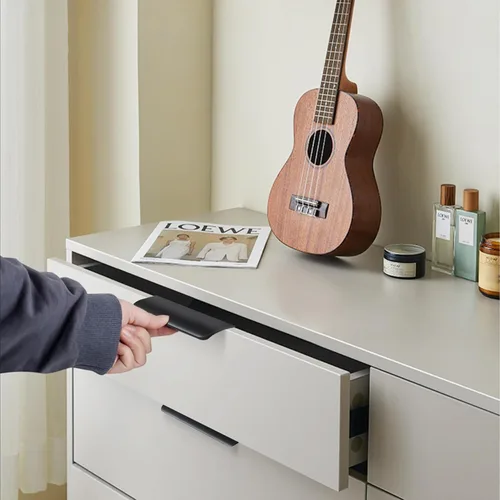 Vista 5 de JOOJA Juego de 10 tiradores con borde de dedo de estilo moderno para muebles y cajones, tiradores ocultos para gabinetes y cocina, perillas, negro