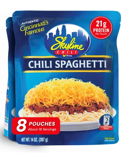 Vista 9 de Skyline Chili Chile de pollo – Auténtica receta estilo Cincinnati en bolsas para microondas – Perfecto para conos de queso, perros calientes