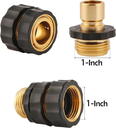 Vista 2 de Conector rápido de manguera de jardín de 3/4 pulgadas, accesorios de manguera de conexión rápida macho y hembra, juego de 2