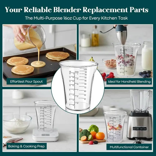 Vista 7 de Taza medidora de licuadora de 16 oz compatible con Cuisinart CSB-79 CSB79MC 16oz (500ml) immersion blender cup is specially compatible with
