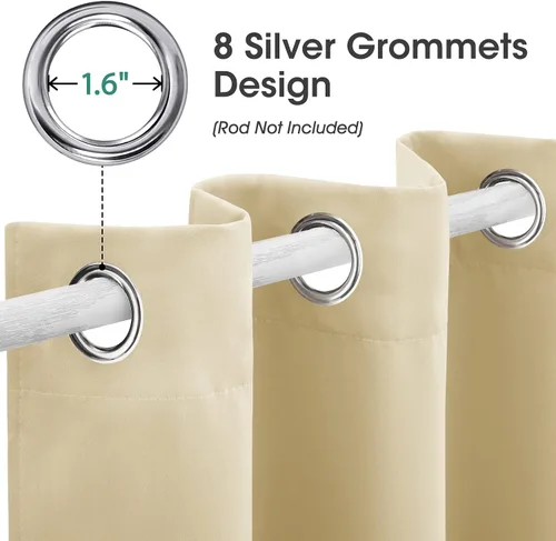 Vista 9 de HOMEIDEAS Cortinas beige para puerta, cortina de privacidad con ojales para dormitorio, 39 pulgadas de ancho x 78 pulgadas de largo, cortinas opacas