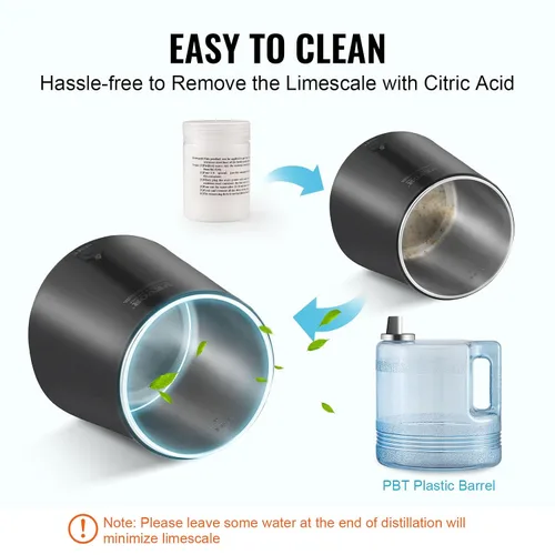 Vista 6 de VEVOR Destilador de agua, destilación de agua pura de 4 l/1.05 galones para encimera del hogar, máquina de agua destilada de 750 W, destilador