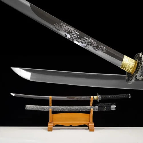 Vista 6 de Espada Katana Wuaiyebet forjada a mano tradicional con acero de alto carbono 1045/1060, espadas samurai japonesas hechas a mano, templadas al calor