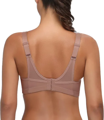 Vista 4 de Wingslove - Brasier deportivo de cobertura completa, alto impacto, sin aros, sin acolchado, control de rebote, para mujer
