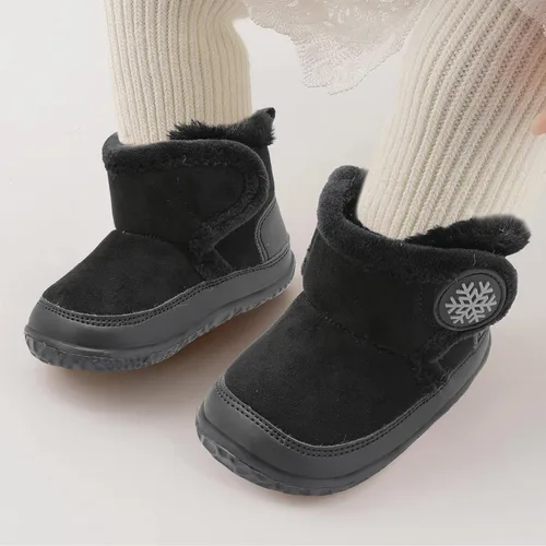 Vista 2 de L-RUN Botas de bebé para bebés, niños y niñas, tobillo cálido de gamuza con forro de felpa, pantuflas de casa para niños pequeños, zapatos