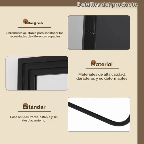 Vista 5 de Espejo de longitud completa, espejo de madera de 71" × 32" con soporte, espejo de piso de madera, espejos de pie de gran tamaño, espejos de pared