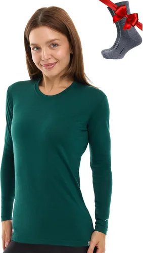 Vista 14 de 100% lana merino capa base mujer - camisa térmica de manga larga con 165 gris carbón
