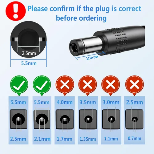 Vista 6 de Fuente de alimentación de 6 V CC, adaptador de CA de 2 A con cable de alimentación de 10 pies, 100-240 V, 50-60 Hz, CA a CC, 6 voltios, 2000 mA