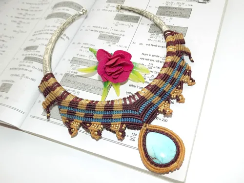 Vista 7 de Collar turquesa, collar Hasli para mujer, collar de torsión, collar de cuello, regalo para ella SN-2060, Gema, turquesa creada