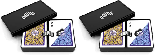 Vista 13 de Copag 1546 Neoteric Design - Juego de cartas 100 % de plástico, tamaño de póquer (estándar) violeta/amarillo/azul (índice jumbo, 1 juego)