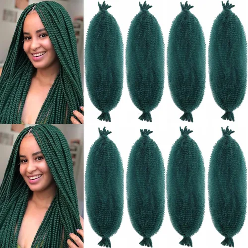 Vista 24 de Extensiones de cabello trenzado con resorte Marley Twist de 8 pulgadas, paquete de 8 para niños, cabello rizado y trenzado kinky, locs suaves