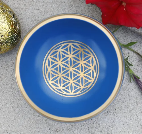 Vista 3 de Flower Of Life - Juego completo de cuencos para meditación, yoga, curación espiritual y atención plena (azul)