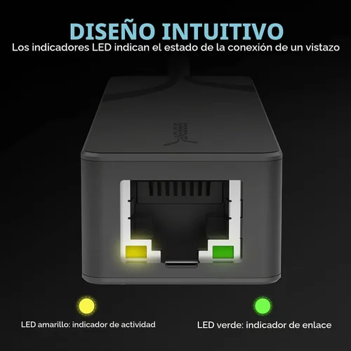 Vista 3 de SABRENT Adaptador USB-C a Ethernet de 5 Gb, 5 GbE/2.5 GbE Multi-Gig