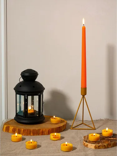 Vista 7 de CANDWAX Juego de 12 velas cónicas color naranja de 8 pulgadas, sin goteo, sin perfume, de larga duración, perfectas para fiesta de Halloween