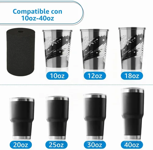 Vista 4 de LANIAKEA Espuma para voltear tazas, 12 piezas de insertos de espuma para manualidades de vasos de 10 a 40 onzas, insertos de girador de vaso negro