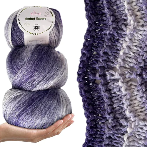 Vista 9 de Ombré-Encore - Hilo grueso degradado para crochet, 3 bolas, 507 yardas/420G (14.82 oz), patrones gratis - Hilo voluminoso multicolor peso 5