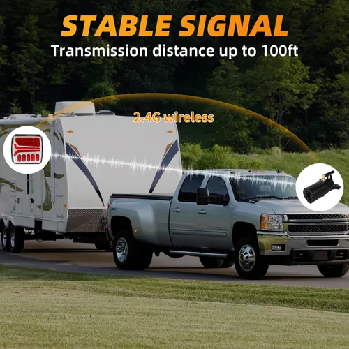 Vista 7 de Luces de remolque inalámbricas, luz LED magnética recargable, kit de luces traseras impermeables para caravana, cámper, barco, caravana, camiones