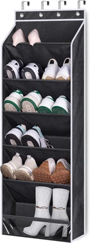 Vista 12 de KEETDY Organizador de zapatos sobre la puerta para 20 pares de tenis, organizador grande de zapatos colgantes para armario, puerta, almacenamiento