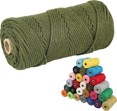 Vista 18 de Cordón de algodón para macramé, hilo torcido de 4 capas, cuerda de algodón natural, suministros perfectos de macramé, para hacer soportes colgantes