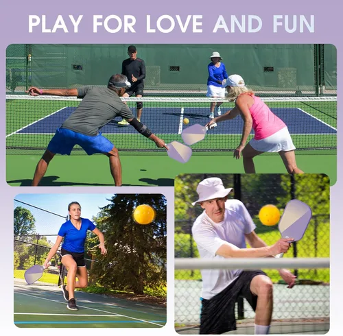 Vista 6 de Paletas de pickleball, raqueta de fibra de carbono con núcleo de panal de polipropileno de 0.63 pulgadas, superficie ligera de grano alto para giro