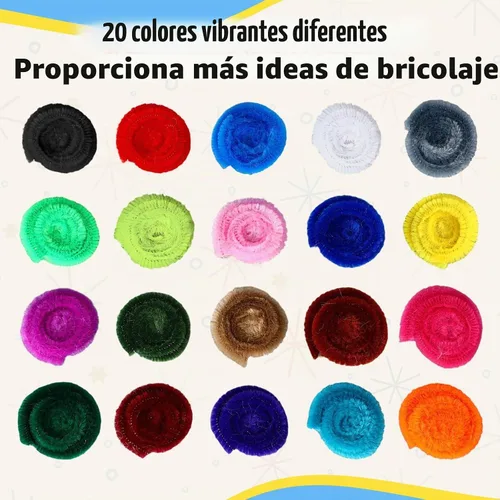 Vista 3 de Yunsailing 200 piezas de limpiapipas de colores vibrantes a granel, tallos 20 colores diferentes