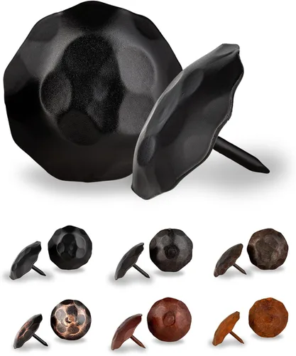 Vista 12 de 10 Pack 0.75" Round Head Iron Clavos Decorative Nails – Black – Handmade Rustic Round Fasteners for Farmhouse Shutters, Faux Wood Beams, Barn Doors