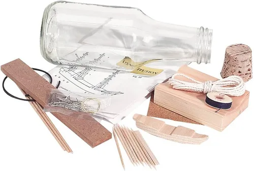 Vista 2 de USS Constitution Ship Construye tu propio modelo de barco en una botella - Kit de fabricación - Hecho en EE. UU