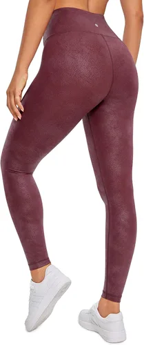 Vista 2 de CRZ YOGA - Leggings de piel sintética mate para mujer, de 25 a 28 pulgadas, pantalones de cuero elásticos de cintura alta, mallas de cuero