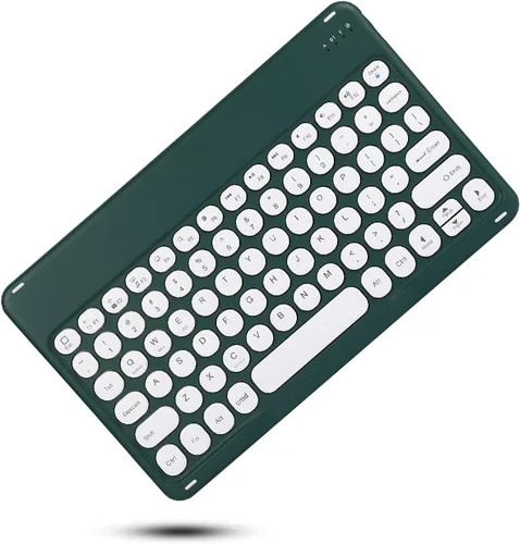 Vista 6 de Funda de teclado para Galaxy Tab S6 Lite de 10.4 pulgadas Funda de teclado con teclas redondas lindas de colores Teclado inalámbrico desmontable BT
