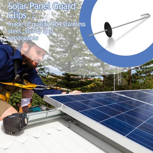 Vista 4 de Clips de protección de panel solar, kit de rollo de animales, clips de sujeción de acero inoxidable para panel solar, alambre de pájaro, valla