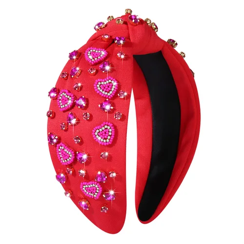 Vista 8 de mokkia Diademas de corazón para el día de San Valentín para mujer, accesorios para el día de San Valentín, diadema anudada con corazón con cuentas