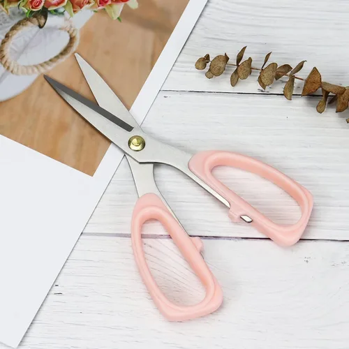 Vista 2 de Tijeras multiusos de 8 pulgadas resistentes ergonómicas y cómodas tijeras afiladas para oficina, hogar y hogar (rosa)