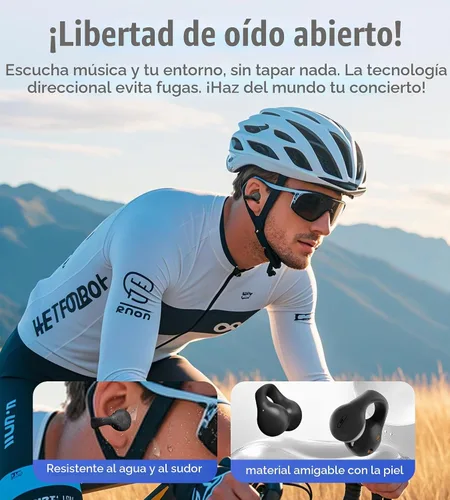 Vista 5 de King Lucky i21 Auriculares Inalámbricos Bluetooth de Oreja Abierta con Clip, con Micrófono, Cancelación de Ruido, Resistentes al Agua IPX4
