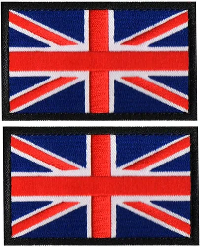 Vista 10 de 2 parches tácticos bordados de la Gran Unión Británica de Reino Unido, bandera de Inglaterra del Reino Unido, emblema para coser en la moral, Azul