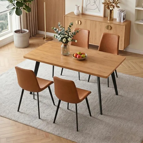 Vista 18 de Zerifevni 47.2"- 62.9" Extendable Dining Table Set of 5 Kitchen Table with 4 Dining Chairs, Modern Gray Wood Grain, Waterproof Scratchproof for