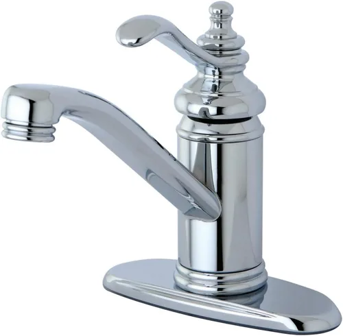 Vista 8 de Kingston Brass KS3408TL Templeton - Grifo de lavabo central de un solo mango de 4 pulgadas con drenaje pushup, níquel cepillado