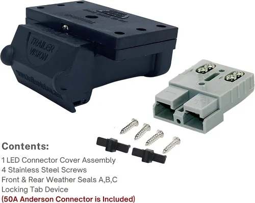 Vista 8 de Trailer Vision 50A Conector y Montaje de Cubierta Protectora - Compatible con AWG 6-12 SB Conector Anderson de 50 Amperios para Cable de Salto