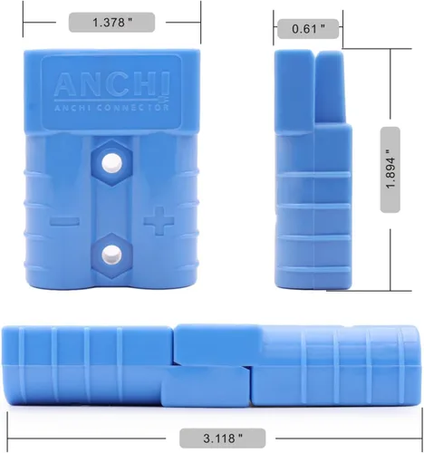Vista 2 de Conectores de cable de batería de desconexión rápida de calibre 50A 6, kit de enchufe de arnés para cabrestante de remolque, dispositivos Azul