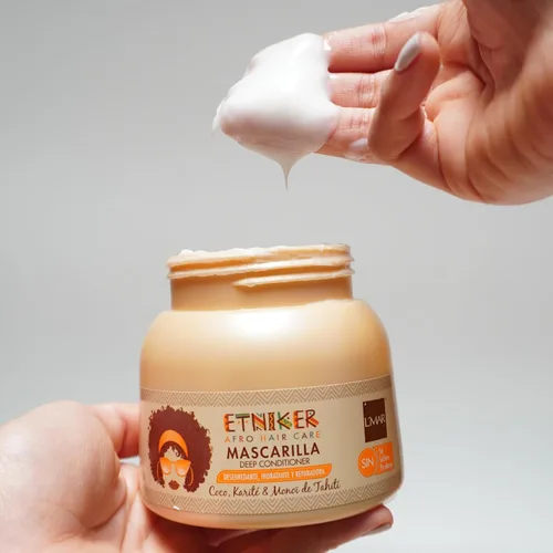 Vista 6 de ETNIKER - Mascarilla para el cabello rizado, ondulado y afro (2A-4C) - Tratamiento hidratante sin sulfatos con aceite de coco, manteca de karité