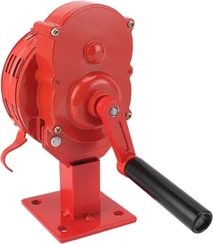 Vista 2 de Keenso Adjustable Volume Hand Crank Siren 110dB Loud Alarm for Emergency, Portable Siren for Outdoor Use (Red)