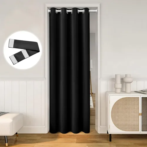 Vista 19 de HOMEIDEAS Cortinas beige para puerta, cortina de privacidad con ojales para dormitorio, 39 pulgadas de ancho x 78 pulgadas de largo, cortinas opacas