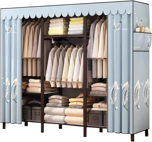 Vista 23 de large closets Folding Closet with Cloth Cover Clothes Closet Portable Wardrobe Closet Metal Iron Frame Closets for Bedroom Large Closet Space-saving