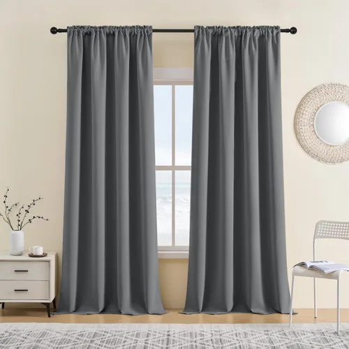 Vista 26 de CUCRAF Cortinas opacas cortas para oscurecer la habitación, paneles de cortina para ventana, bolsillo para cortinero, cortinas sólidas