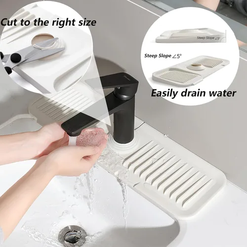 Vista 3 de Protector contra salpicaduras de silicona para fregadero de cocina, bandeja colectora de goteo, protector de fregadero para fregadero de cocina
