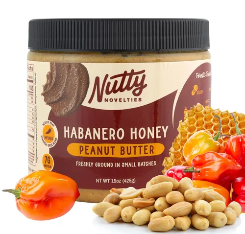 Vista 19 de Nutty Novelties Mantequilla de maní picante con miel de habanero - Alta en proteínas, baja en azúcar, mantequilla de maní saludable - Maní