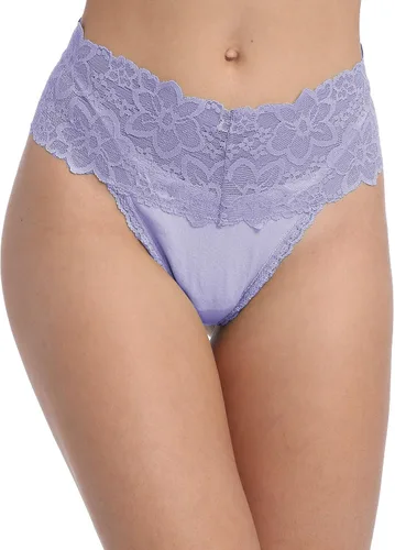 Vista 2 de Paquete de 6 tangas de encaje de cintura alta para mujer, ropa interior de algodón de talla grande, estilo retro, control de abdomen, tangas