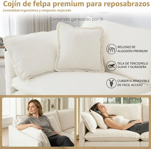 Vista 7 de GNIXUU Sofá de dos plazas blanco beige de 76 pulgadas, sofá de dos plazas